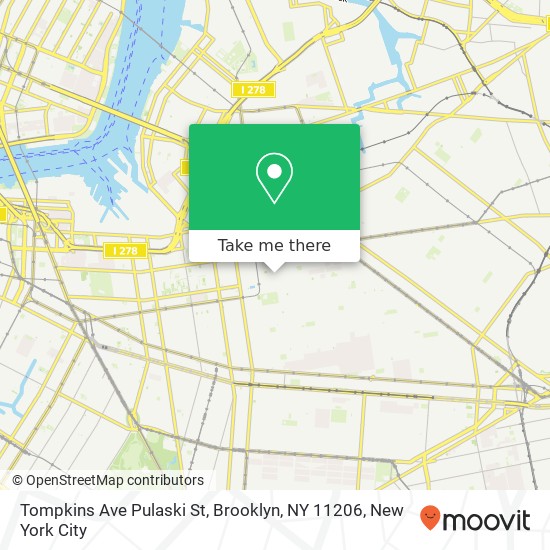 Mapa de Tompkins Ave Pulaski St, Brooklyn, NY 11206