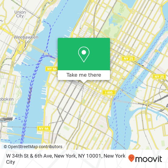Mapa de W 34th St & 6th Ave, New York, NY 10001