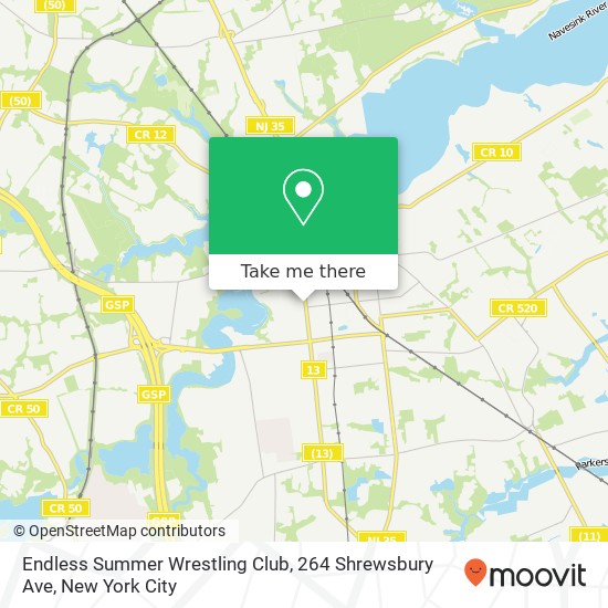 Endless Summer Wrestling Club, 264 Shrewsbury Ave map