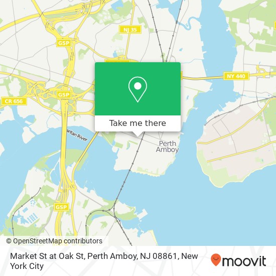 Mapa de Market St at Oak St, Perth Amboy, NJ 08861