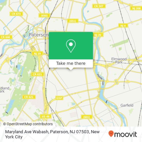 Mapa de Maryland Ave Wabash, Paterson, NJ 07503