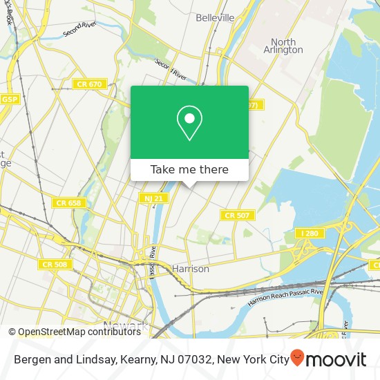 Mapa de Bergen and Lindsay, Kearny, NJ 07032