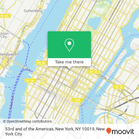 53rd and of the Americas, New York, NY 10019 map