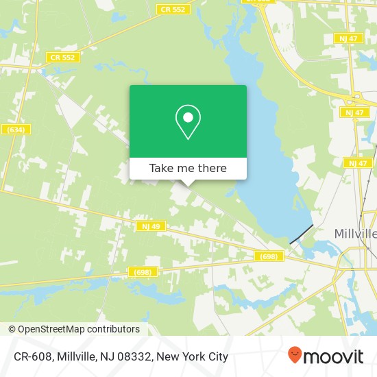 Mapa de CR-608, Millville, NJ 08332