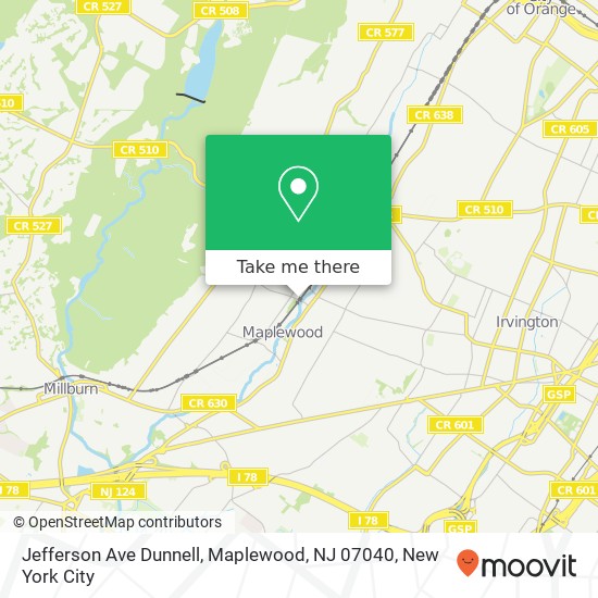 Mapa de Jefferson Ave Dunnell, Maplewood, NJ 07040