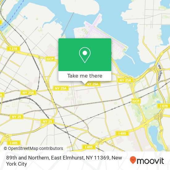 Mapa de 89th and Northern, East Elmhurst, NY 11369