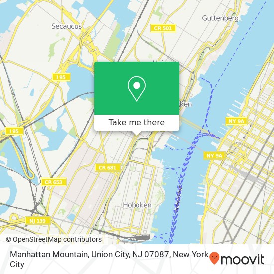 Mapa de Manhattan Mountain, Union City, NJ 07087