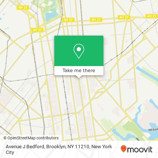 Mapa de Avenue J Bedford, Brooklyn, NY 11210