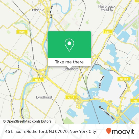 Mapa de 45 Lincoln, Rutherford, NJ 07070