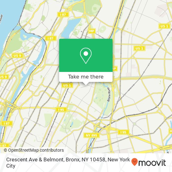 Mapa de Crescent Ave & Belmont, Bronx, NY 10458