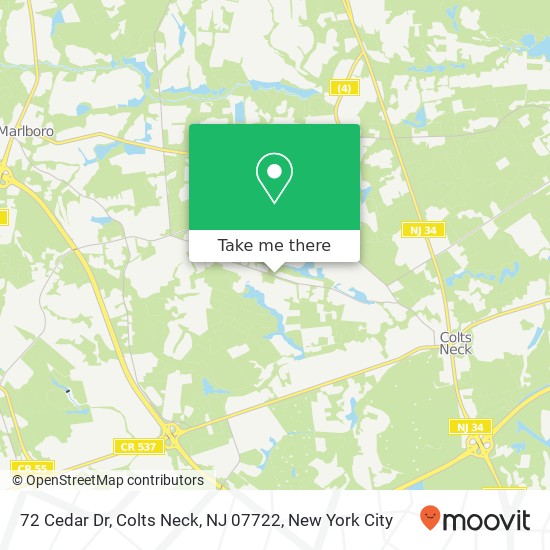 Mapa de 72 Cedar Dr, Colts Neck, NJ 07722