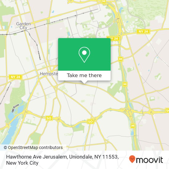 Mapa de Hawthorne Ave Jerusalem, Uniondale, NY 11553