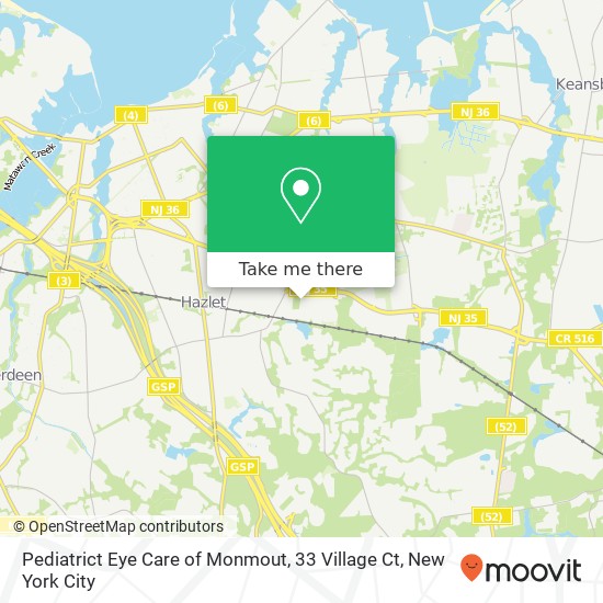 Mapa de Pediatrict Eye Care of Monmout, 33 Village Ct