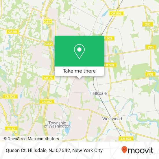 Mapa de Queen Ct, Hillsdale, NJ 07642