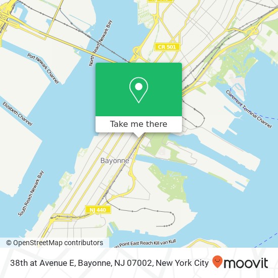 38th at Avenue E, Bayonne, NJ 07002 map