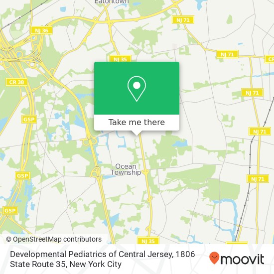 Developmental Pediatrics of Central Jersey, 1806 State Route 35 map