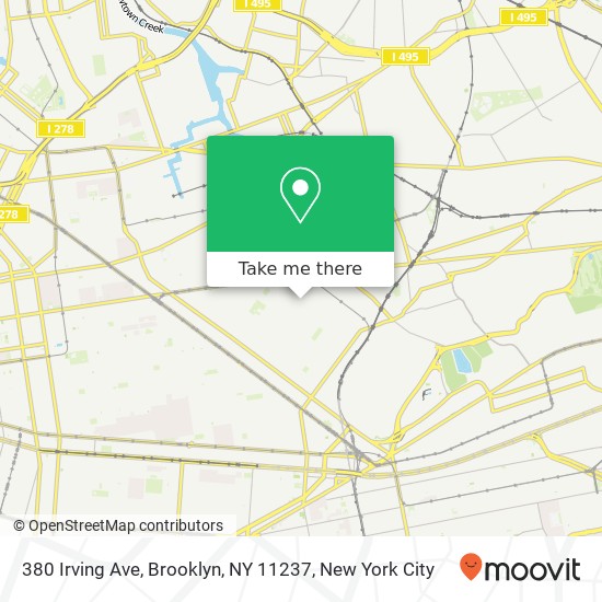 Mapa de 380 Irving Ave, Brooklyn, NY 11237