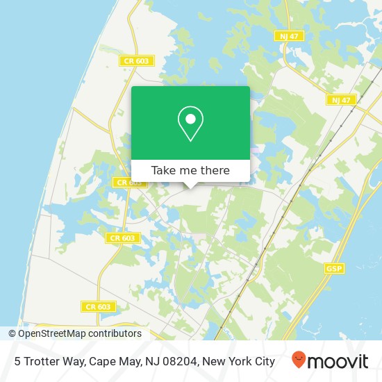 Mapa de 5 Trotter Way, Cape May, NJ 08204