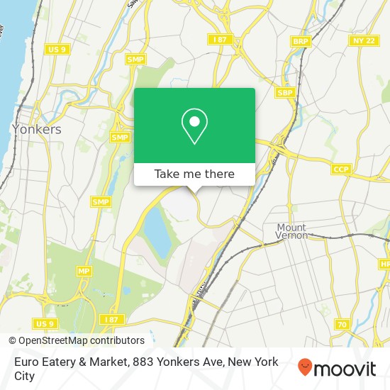 Mapa de Euro Eatery & Market, 883 Yonkers Ave