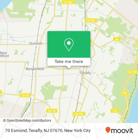 Mapa de 70 Esmond, Tenafly, NJ 07670