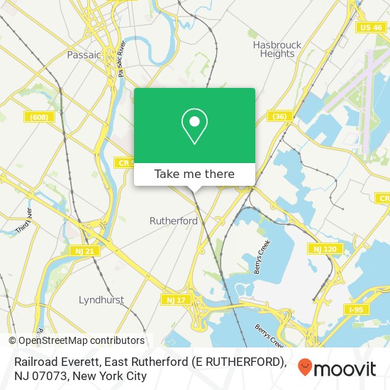 Mapa de Railroad Everett, East Rutherford (E RUTHERFORD), NJ 07073
