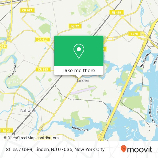 Mapa de Stiles / US-9, Linden, NJ 07036
