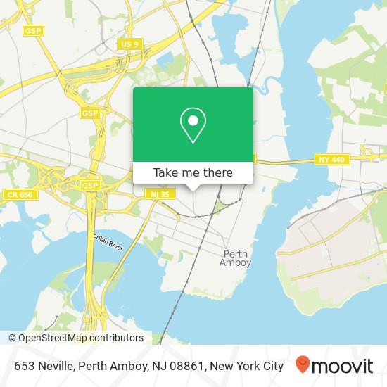 Mapa de 653 Neville, Perth Amboy, NJ 08861