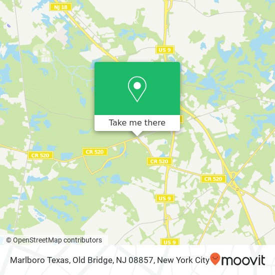 Mapa de Marlboro Texas, Old Bridge, NJ 08857