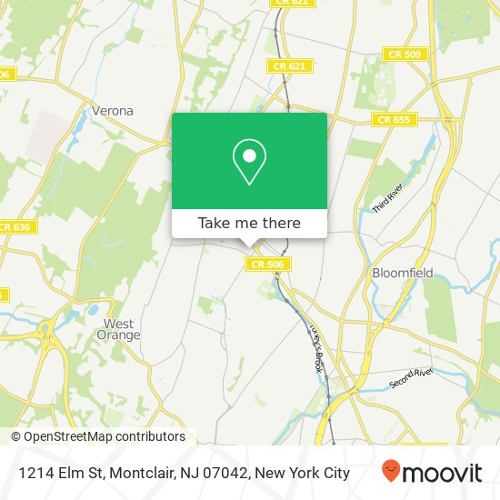 Mapa de 1214 Elm St, Montclair, NJ 07042