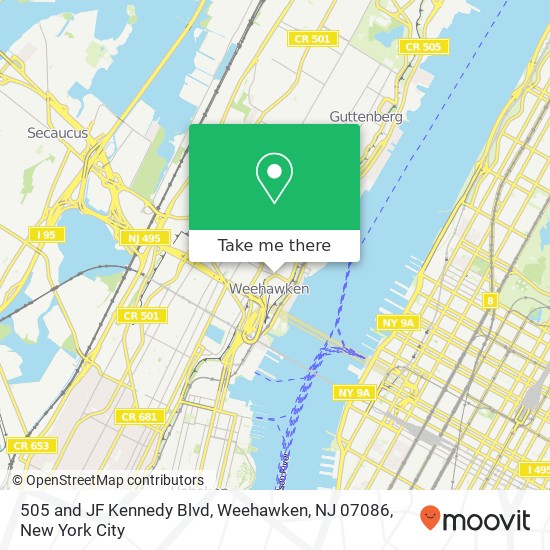 505 and JF Kennedy Blvd, Weehawken, NJ 07086 map