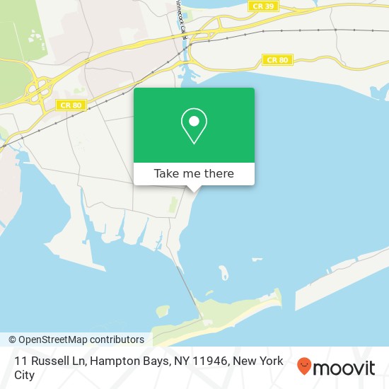 Mapa de 11 Russell Ln, Hampton Bays, NY 11946