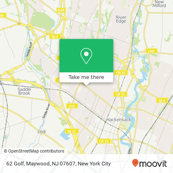 Mapa de 62 Golf, Maywood, NJ 07607