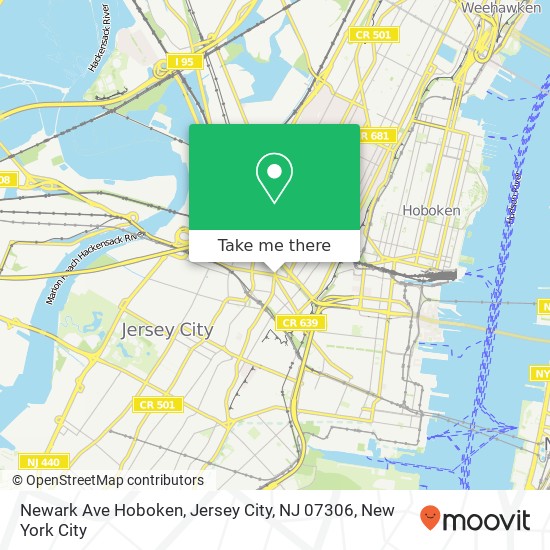 Mapa de Newark Ave Hoboken, Jersey City, NJ 07306
