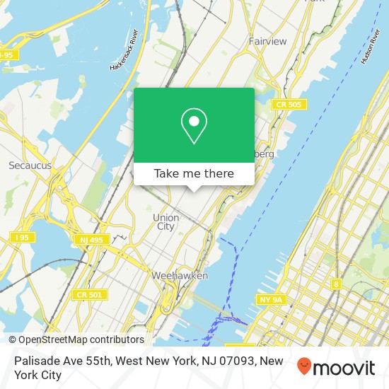 Mapa de Palisade Ave 55th, West New York, NJ 07093