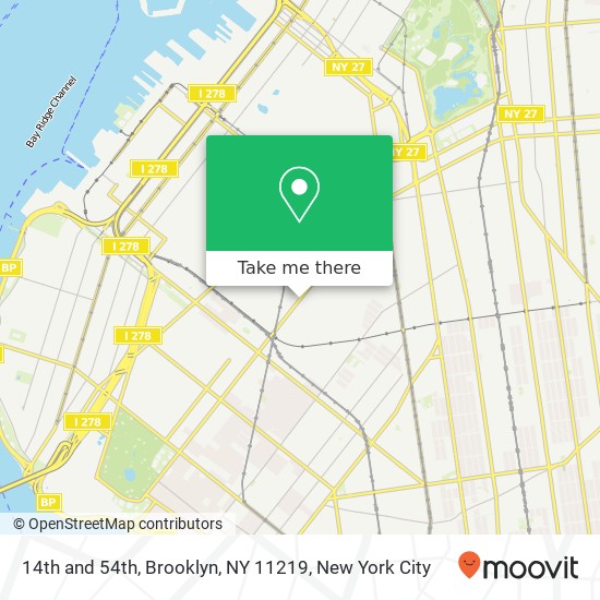 14th and 54th, Brooklyn, NY 11219 map