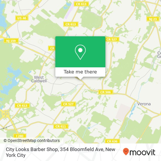 Mapa de City Looks Barber Shop, 354 Bloomfield Ave