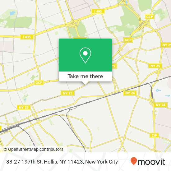 Mapa de 88-27 197th St, Hollis, NY 11423