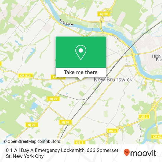 0 1 All Day A Emergency Locksmith, 666 Somerset St map