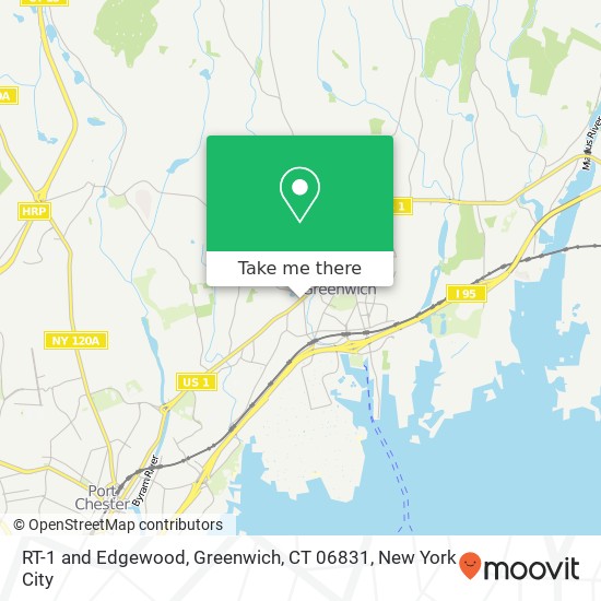 RT-1 and Edgewood, Greenwich, CT 06831 map