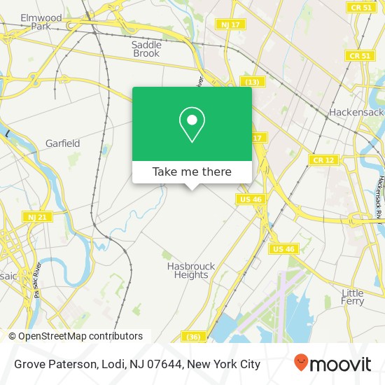 Mapa de Grove Paterson, Lodi, NJ 07644