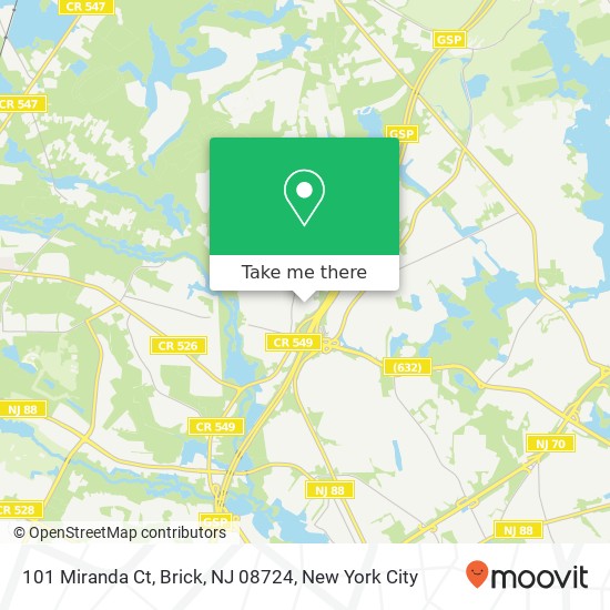 Mapa de 101 Miranda Ct, Brick, NJ 08724