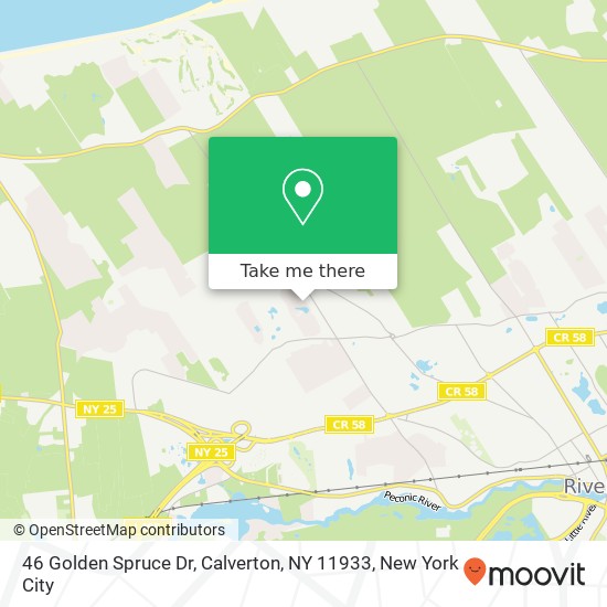 Mapa de 46 Golden Spruce Dr, Calverton, NY 11933
