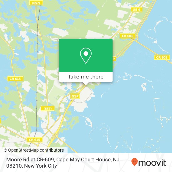 Mapa de Moore Rd at CR-609, Cape May Court House, NJ 08210