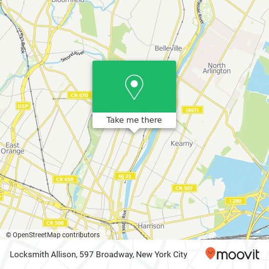 Mapa de Locksmith Allison, 597 Broadway