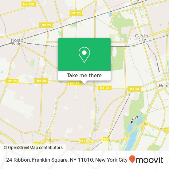 Mapa de 24 Ribbon, Franklin Square, NY 11010