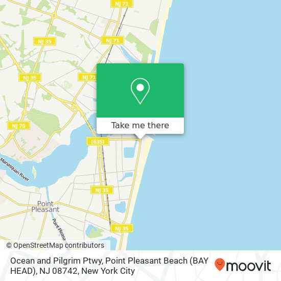 Mapa de Ocean and Pilgrim Ptwy, Point Pleasant Beach (BAY HEAD), NJ 08742