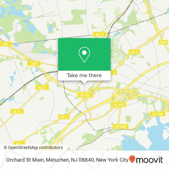 Mapa de Orchard St Main, Metuchen, NJ 08840
