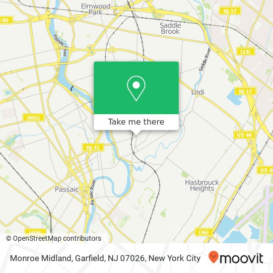 Mapa de Monroe Midland, Garfield, NJ 07026