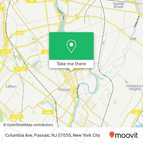 Mapa de Columbia Ave, Passaic, NJ 07055