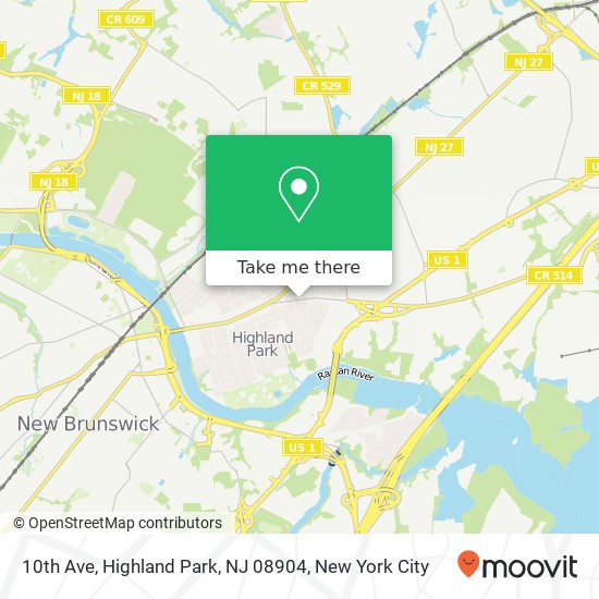 Mapa de 10th Ave, Highland Park, NJ 08904